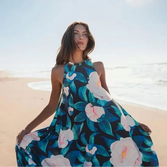 MAC DUGGAL
High Neck Floral Babydoll Long Dress - Picture 2 of 15